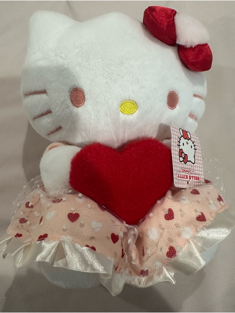 Sanrio Hello Kitty Plush with Red Heart and Pink Skirt